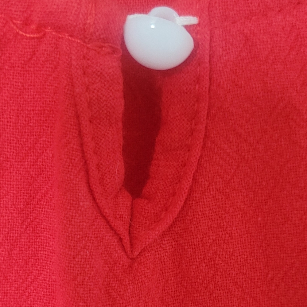 Red High Low Ruffle Blouse Tunic Large Button Back Keyhole - Picture 6 of 7